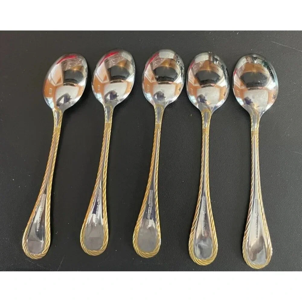 Cambridge‎ Carlyle Gold Accents Rope Stainless Steel Tablespoons Set Of 5